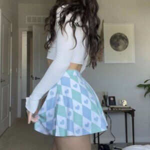 SOLD NWT Sugar Thrills Argyle Heart Skater Mini Skirt Dolls Kill M (with extra!)